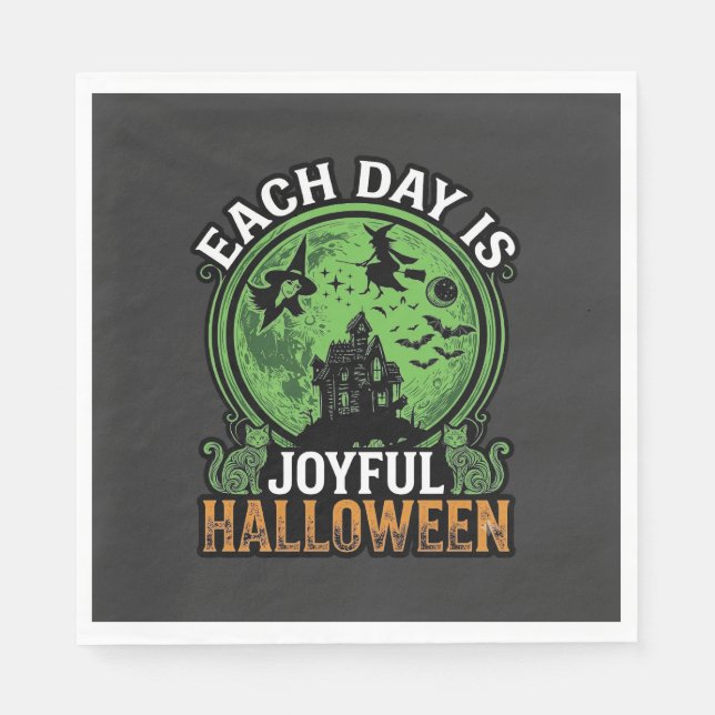 Double Toil Trouble Witch Pumpkin Halloween Cobweb Napkins (Front)