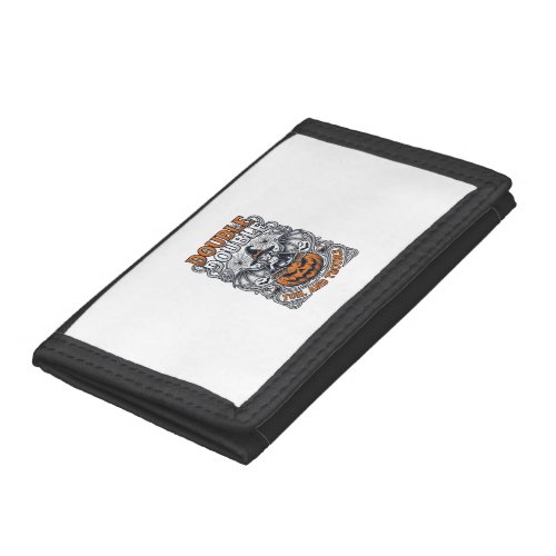 Double Toil Trouble Witch Pumpkin Halloween Cobweb Trifold Wallet