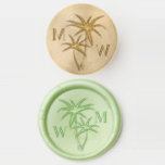 Double Tropical Palm Tree Wedding Monogram Wax Seal Stamp<br><div class="desc">Simple round palm tree wax seal stamp with double palm tree and your monograms.</div>