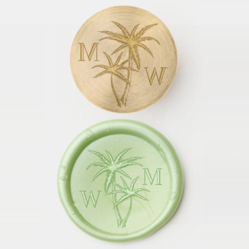 Double Tropical Palm Tree Wedding Monogram Wax Seal Stamp