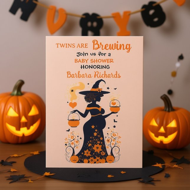Double Trouble Brew - A Twin Halloween Baby Shower Invitation (Creator Uploaded)