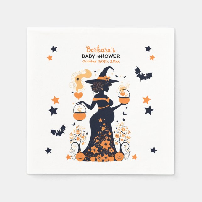 Double Trouble Brew - A Twin Halloween Baby Shower Napkins (Front)