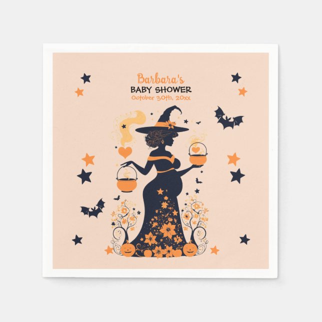 Double Trouble Brew - A Twin Halloween Baby Shower Napkins (Front)