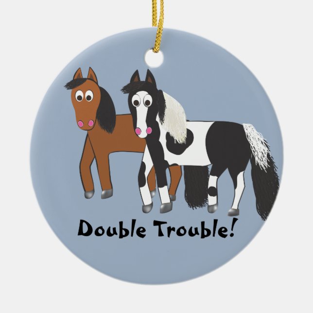 Double Trouble! Ceramic Ornament (Front)