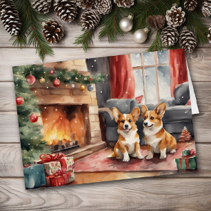 Double Trouble Corgi Dog Christmas Cards