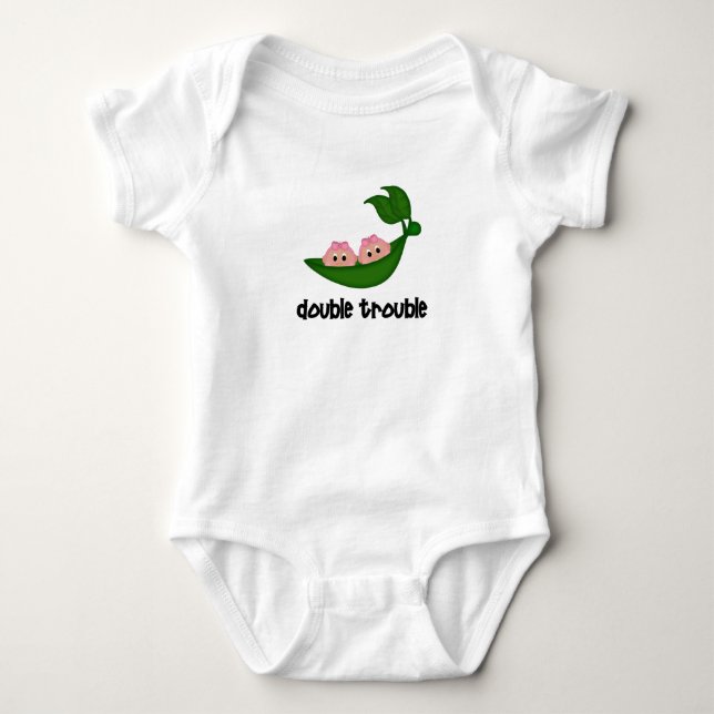 Double Trouble Girl Twin Clothing Baby Bodysuit (Front)