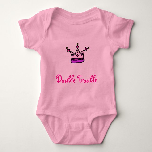 Double Trouble-Girl twins Baby Bodysuit (Front)