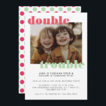 Double Trouble Joint Kids Photo Birthday Party Invitation<br><div class="desc">A modern kids children joint birthday party invitation template with your photo of choice and "double trouble" as photo overlay - change the text color in the design tool if you like! This brother sister birthday party invitation would also fit perfectly for a twins birthday party card. Fully editable text...</div>