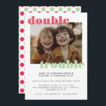 Double Trouble Joint Kids Photo Birthday Party Invitation<br><div class="desc">A modern kids children joint birthday party invitation template with your photo of choice and "double trouble" as photo overlay - change the text color in the design tool if you like! This brother sister birthday party invitation would also fit perfectly for a twins birthday party card. Fully editable text...</div>