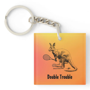 Double Trouble Kangaroo Tennis Player Keychain