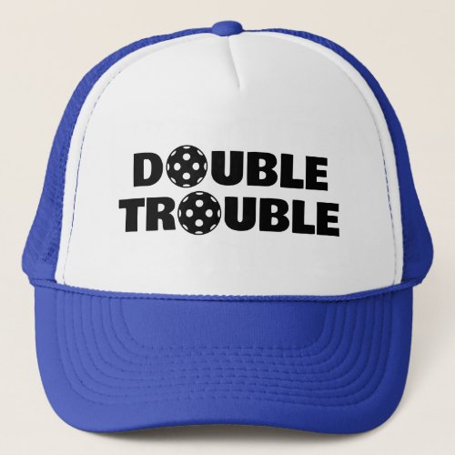 DOUBLE TROUBLE pickleball hats for doubles team