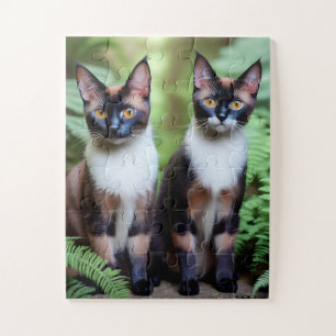 Double Trouble Siamese Cat Twins, Jigsaw Puzzle