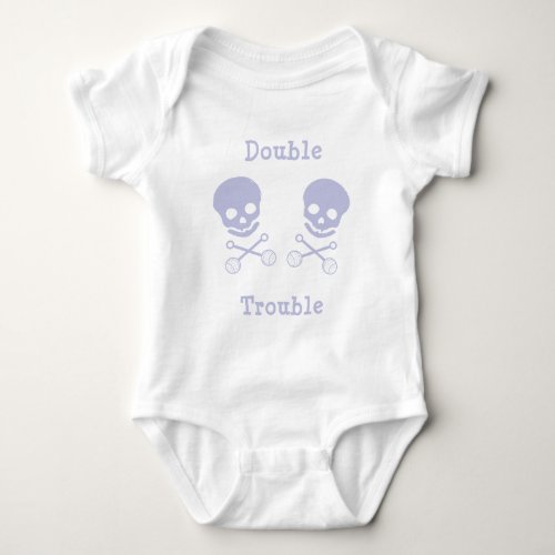 Double Trouble Skull and Rattle Blue Baby Bodysuit