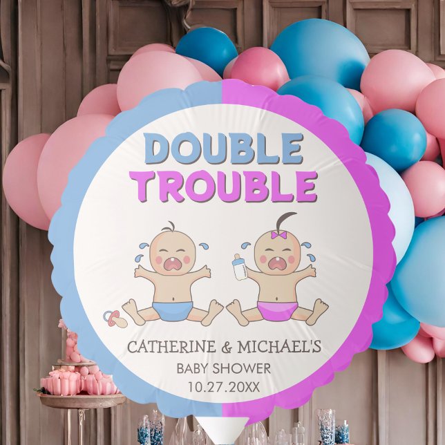 Double Trouble Twin Boy & Girl Baby Shower Balloon (Creator Uploaded)