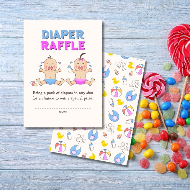 Double Trouble Twin Boy & Girl Baby Shower Enclosure Card (Creator Uploaded)