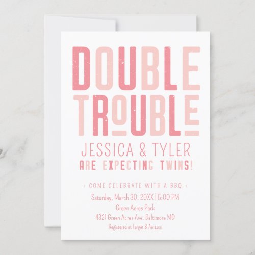 Double Trouble Twin BoyGirl Baby Shower Invitatio Invitation
