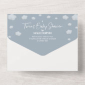 Double Trouble Twin Boys & Advice Baby Shower All In One Invitation (Back)