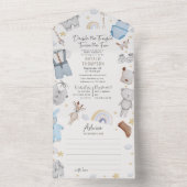 Double Trouble Twin Boys & Advice Baby Shower All In One Invitation (Inside)