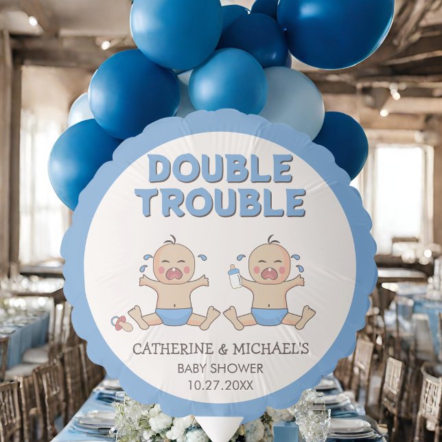 Double Trouble Twin Boys Baby Shower Balloon (Creator Uploaded)