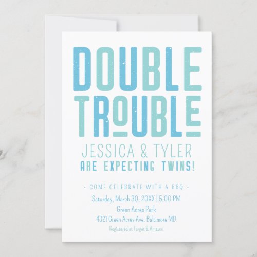 Double Trouble Twin Boys Baby Shower Invitation