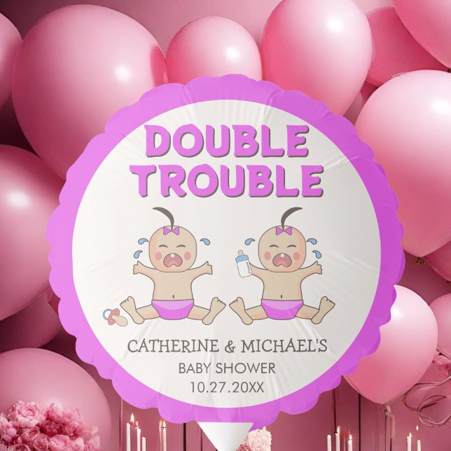 Double Trouble Twin Girls Baby Shower Balloon (Creator Uploaded)
