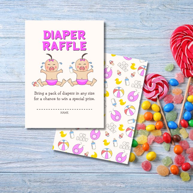 Double Trouble Twin Girls Baby Shower Enclosure Card (Creator Uploaded)