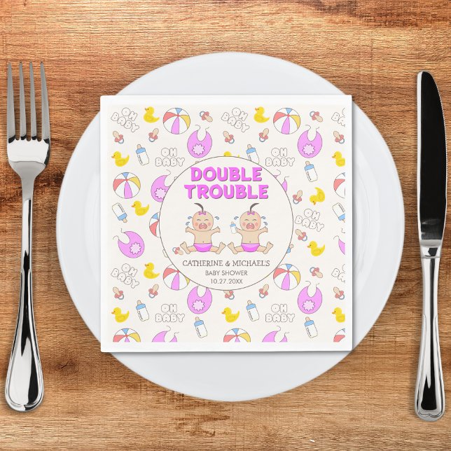 Double Trouble Twin Girls Baby Shower Napkins (Creator Uploaded)