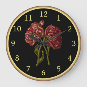 Double Tulips 004 ~ Botanical Art ~ Large Clock