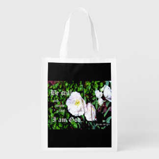 Double Tulips Psalm 46:10 Grocery Bag