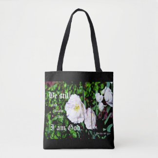 Double Tulips Psalm 46:10 Tote Bag