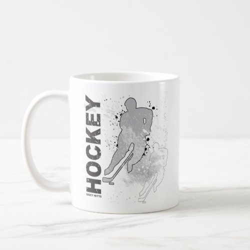 Double Vision Hockey Player Gray Coffee Mug