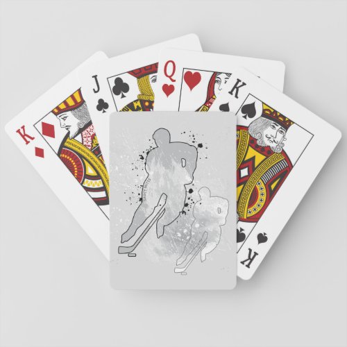 Double Vision Hockey Player Gray Poker Cards