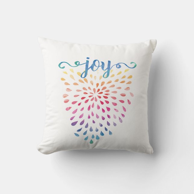 Double watercolor JOY Throw Pillow (Front)