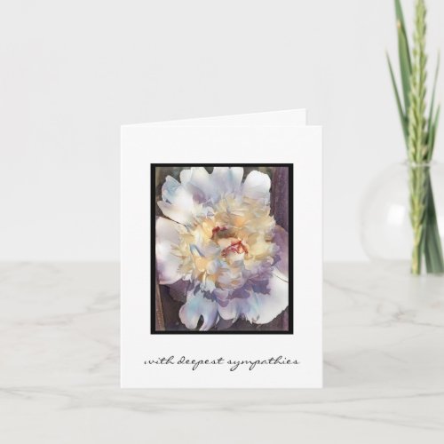 Double white Peony with pink edges Sympathy Card