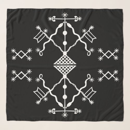 Double White Veve of Damballah on Black Scarf