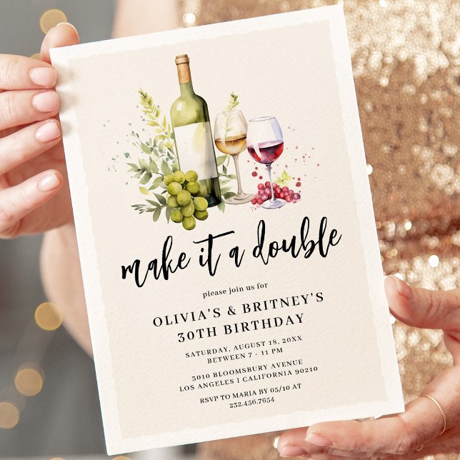 Double Wine Joint Birthday Party Invitation (Creator Uploaded)