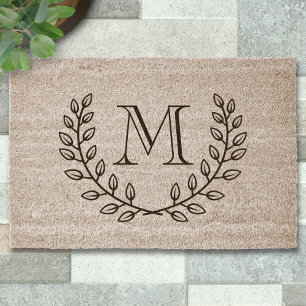 Double Wreath Monogram Initial Fiber Doormat