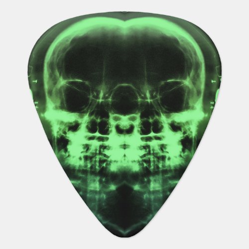 Double X_Ray Skulls with Headphones _ Green Guitar Pick