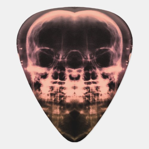 Double X_Ray Skulls with Headphones _ Orange  Guitar Pick