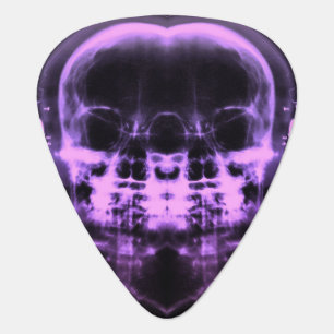 Double X-Ray Skulls with Headphones - Purple Guitar Pick