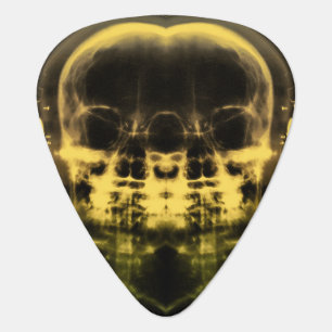Double X-Ray Skulls with Headphones - Yellow Guitar Pick