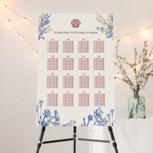 Double Xi Chinese Wedding 16 Table Seating Chart Foam Board