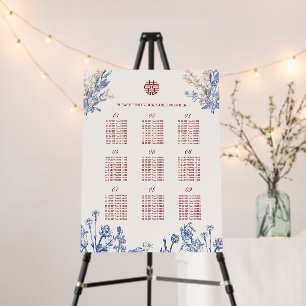 Double Xi Chinese Wedding 9 Table Seating Chart Foam Board
