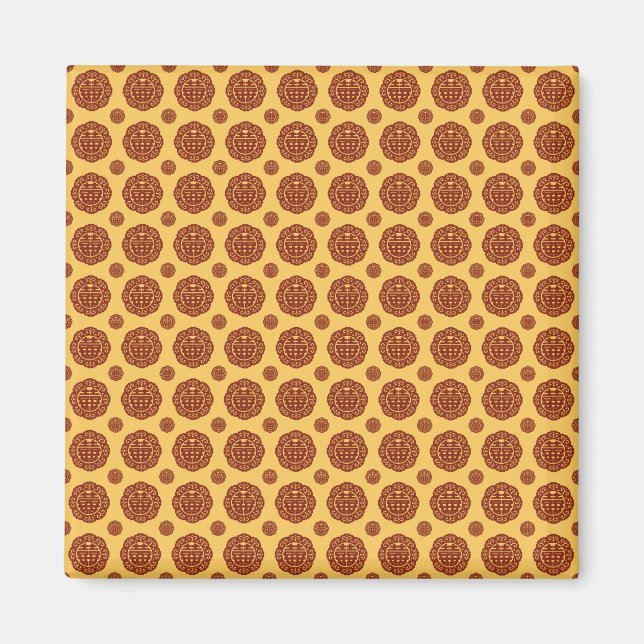 Double Xi Chinese Wedding Pattern Magnet (Front)