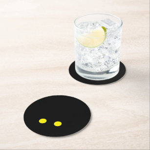 Double yellow dot squash ball coasters for bar