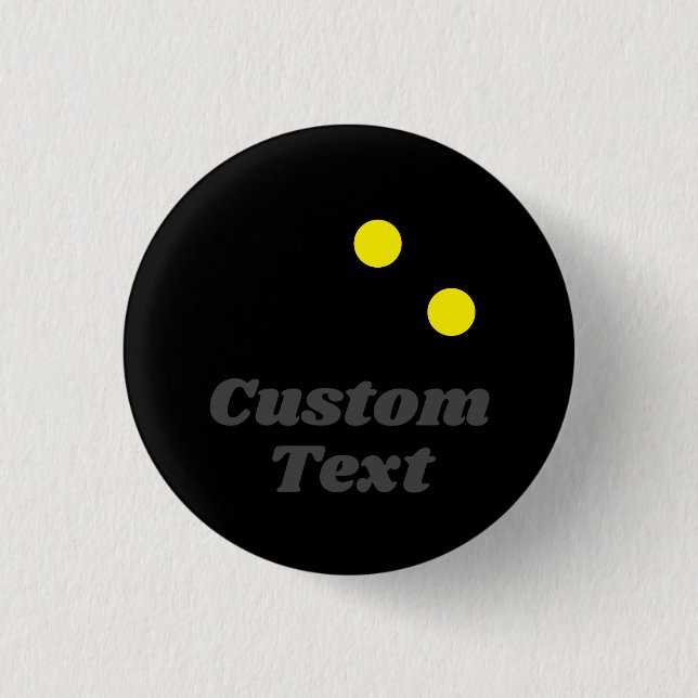 Double yellow dot squash ball custom name button (Front)