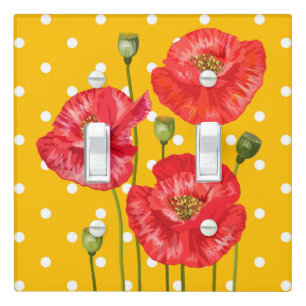Double Yellow Polka Dots and Poppies Light Switch Cover