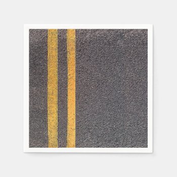 Double Yellow Road Lines Paper Napkins by LoveTheLaughs at Zazzle