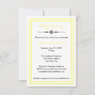 Double Yellow Trim - 3x5 Baby Shower Invitation