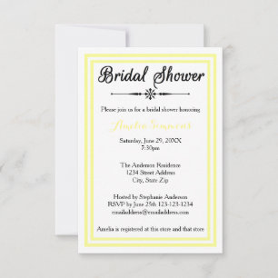 Double Yellow Trim - 3x5 Bridal Shower Invitation
